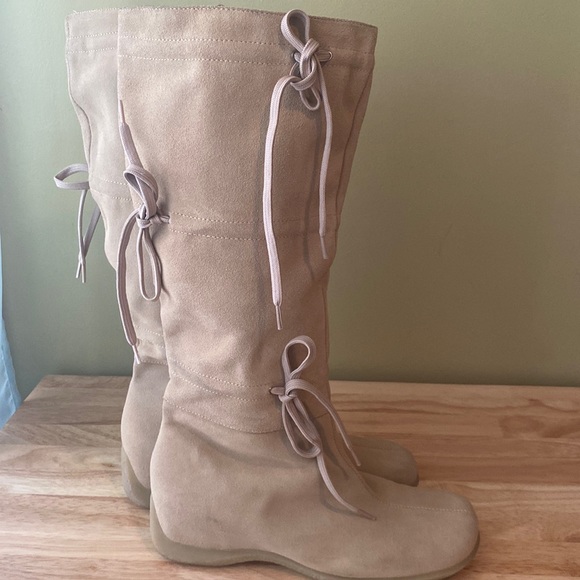 Nine West PARKWAY Suede Slouchy Knee high Driving Heel Boots Laceup Detail - Picture 8 of 13